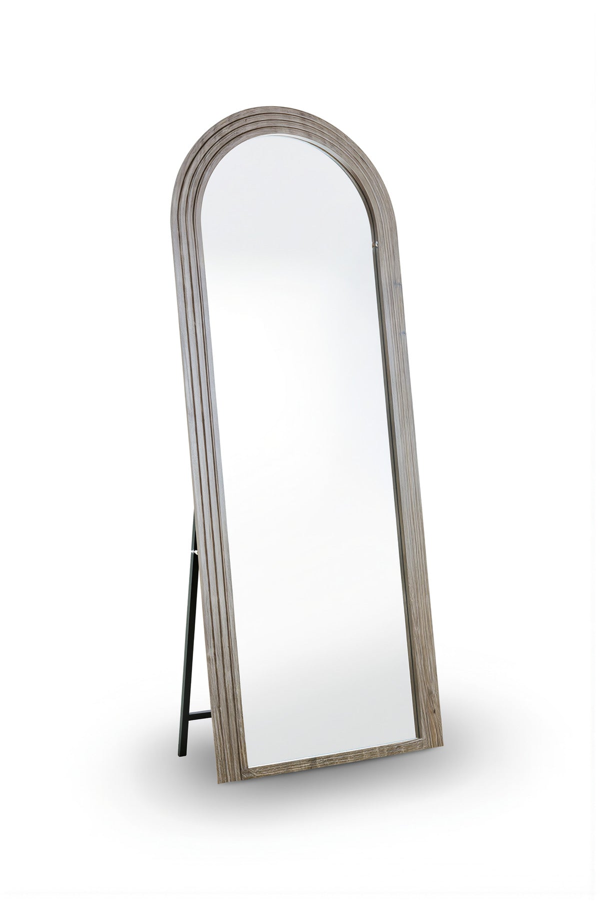 Modern Arched Full Length Standing Mirror 180x70cm Grey Wood Frame for Bedroom and Dressing Room