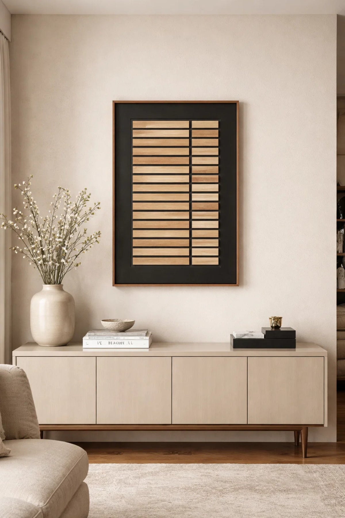 Large 3D Wood Wall Art Panel 80x120cm Modern Geometric Design for Living Room and Office Decor