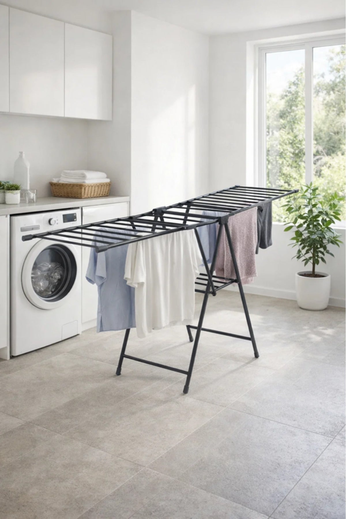 Gray Foldable Clothes Drying Rack 185x45x93 cm √ê Laundry Airer Stand