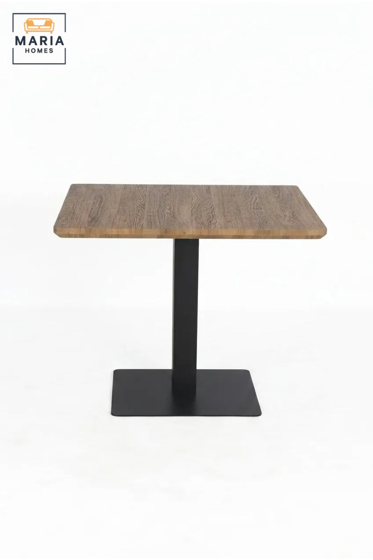 Modern Square Dining Table with Wood Effect Top and Pedestal Base, Space-Saving Table for Dining Room, Kitchen, Café, Restaurant and Break Room