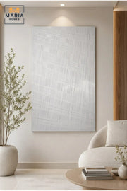 White Woven Grid Textured Wall Art √ê Modern Abstract Relief Decorative Panel