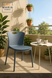 Grey Plastic Chair Modern Lightweight Armless Chair with Back Handle Cutout for Indoor & Outdoor Use