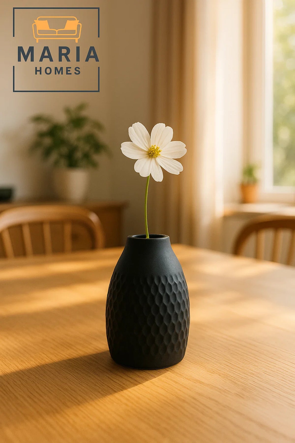 Modern Black Decorative Vase Ð Textured Ceramic Table Vase for Home & Office Decor