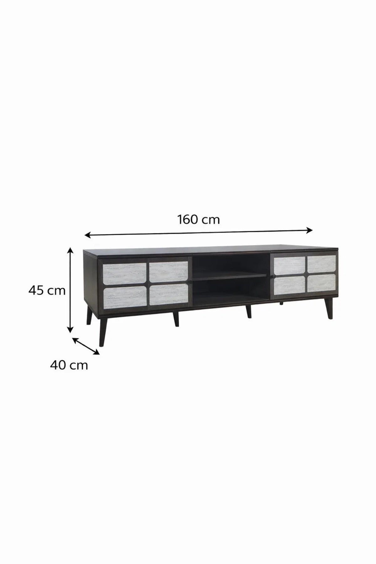 Brown & Grey TV Stand √ê 160x40x45 cm Modern Plasma Table with Cabinets & Shelves