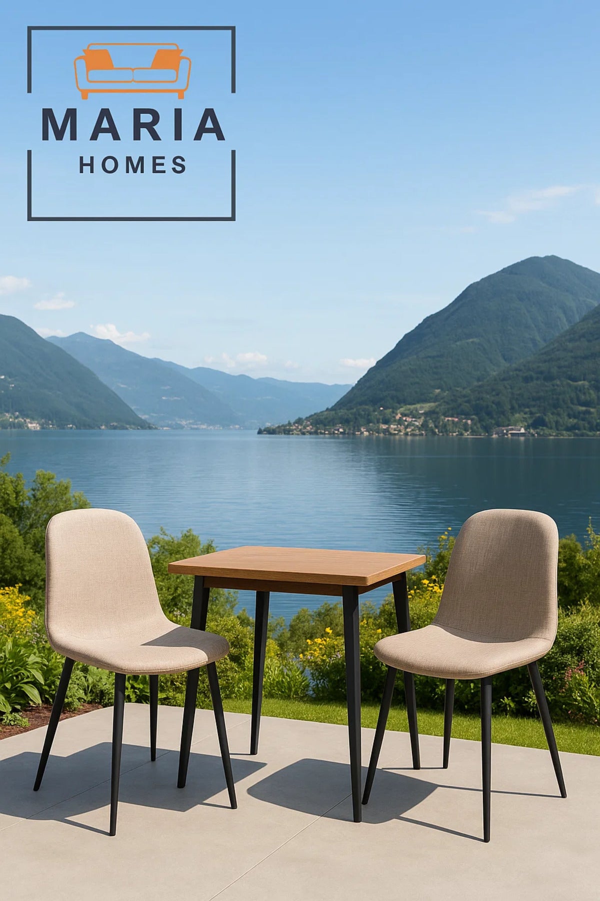 Beige Fabric Dining Chair Ð Modern Upholstered Seat with Black Metal Legs for Home, CafŽ, or Office
