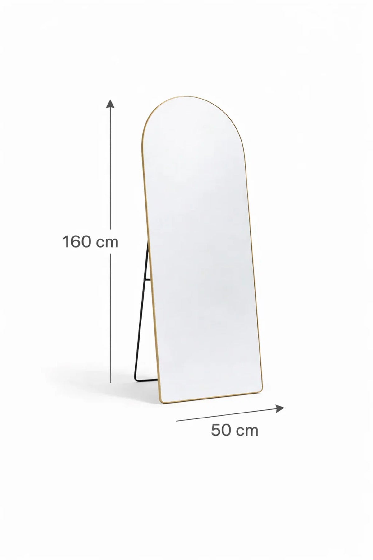 Gold Arched Standing Mirror 160x50cm Full Length Floor Mirror with Stand for Bedroom Living Room