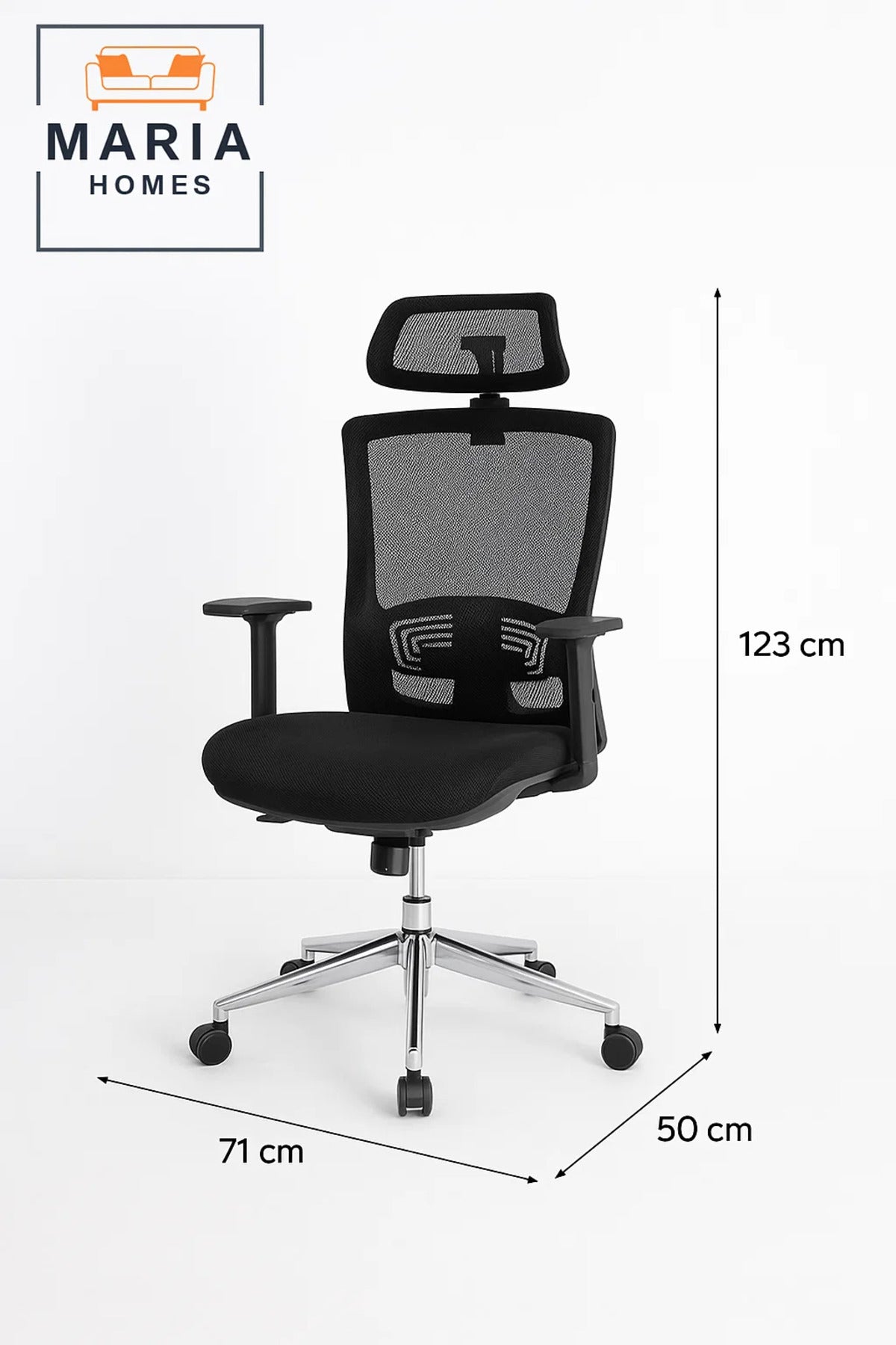 Ergonomic Black Mesh Office Chair with Adjustable Headrest and Lumbar Support for All-Day Comfort