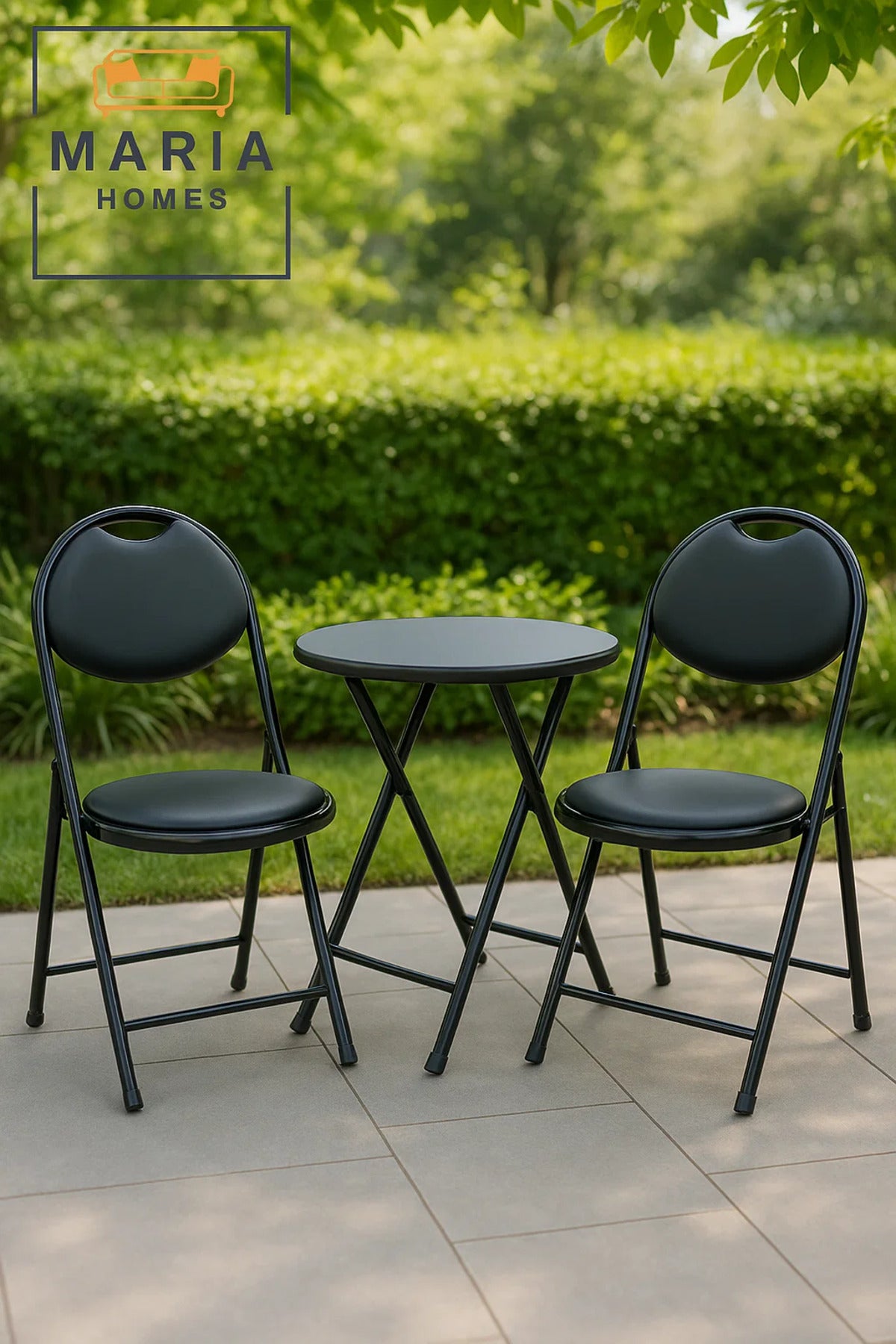 Compact Black Round Folding Chair with Cushioned Seat Ð Ideal for Home & Events