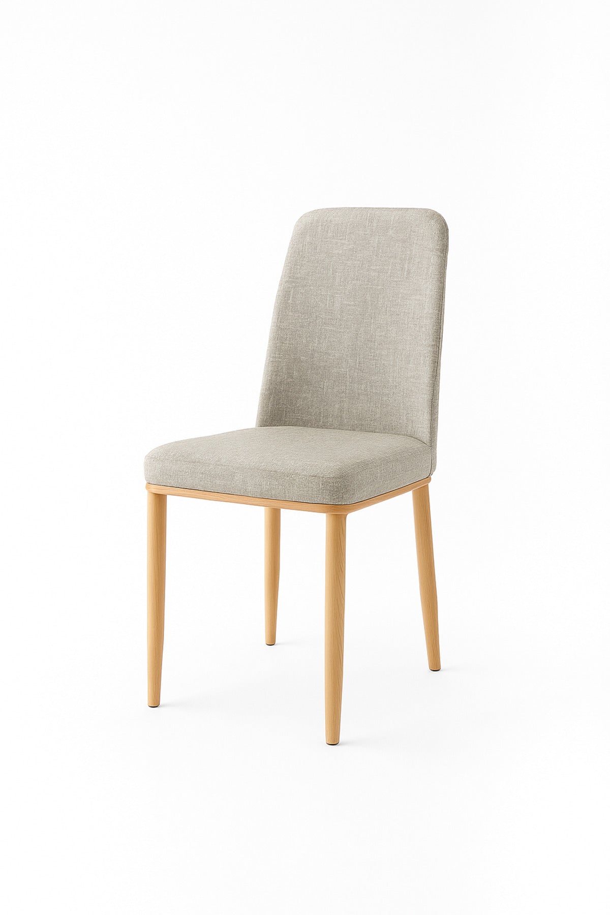 Grey Fabric Dining Chair Ð Modern Upholstered Chair with Wooden Legs for Dining Room & Office