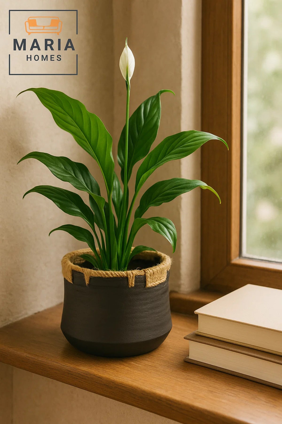 Rustic Black Ceramic Pot with Natural Jute Wrap Ð Small Decorative Accent
