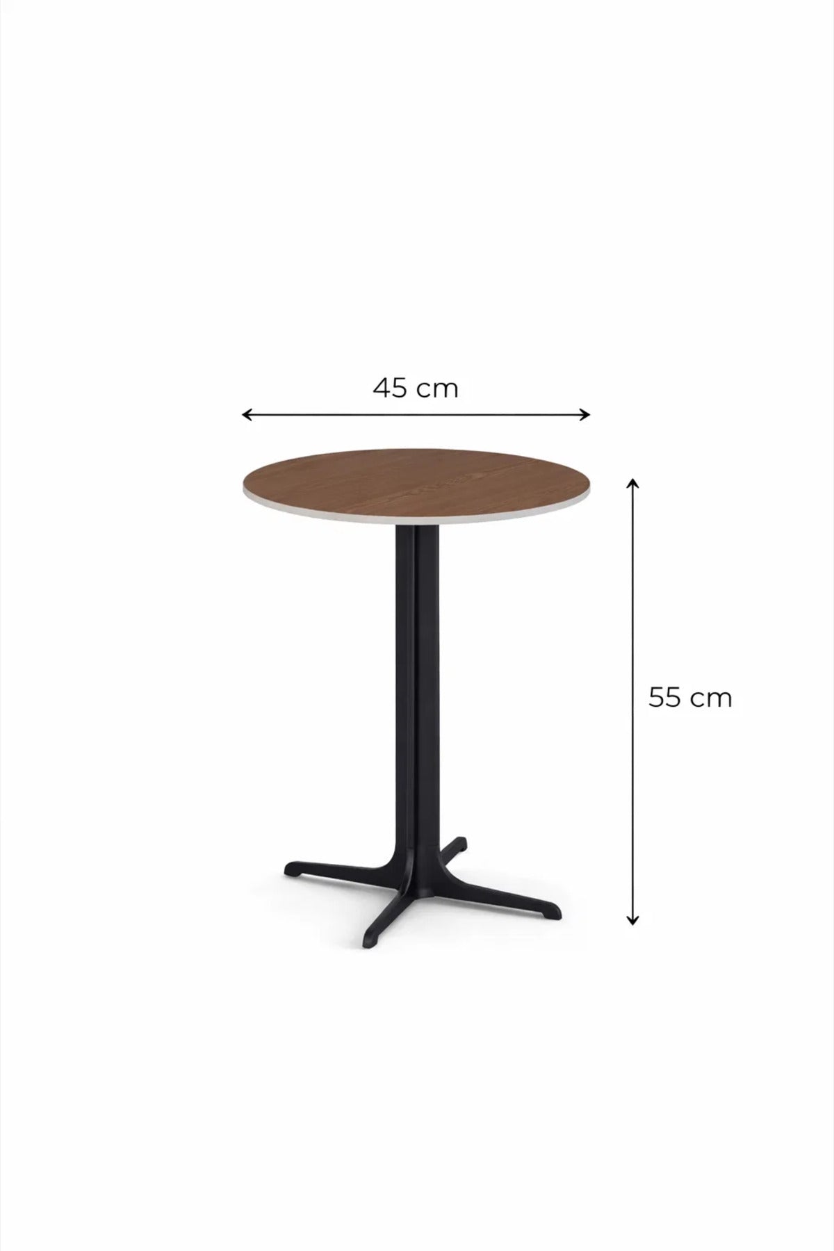 Modern Brown Round Coffee Table with Wooden Top and Metal Base for Living Room-size 45*45*55 cm