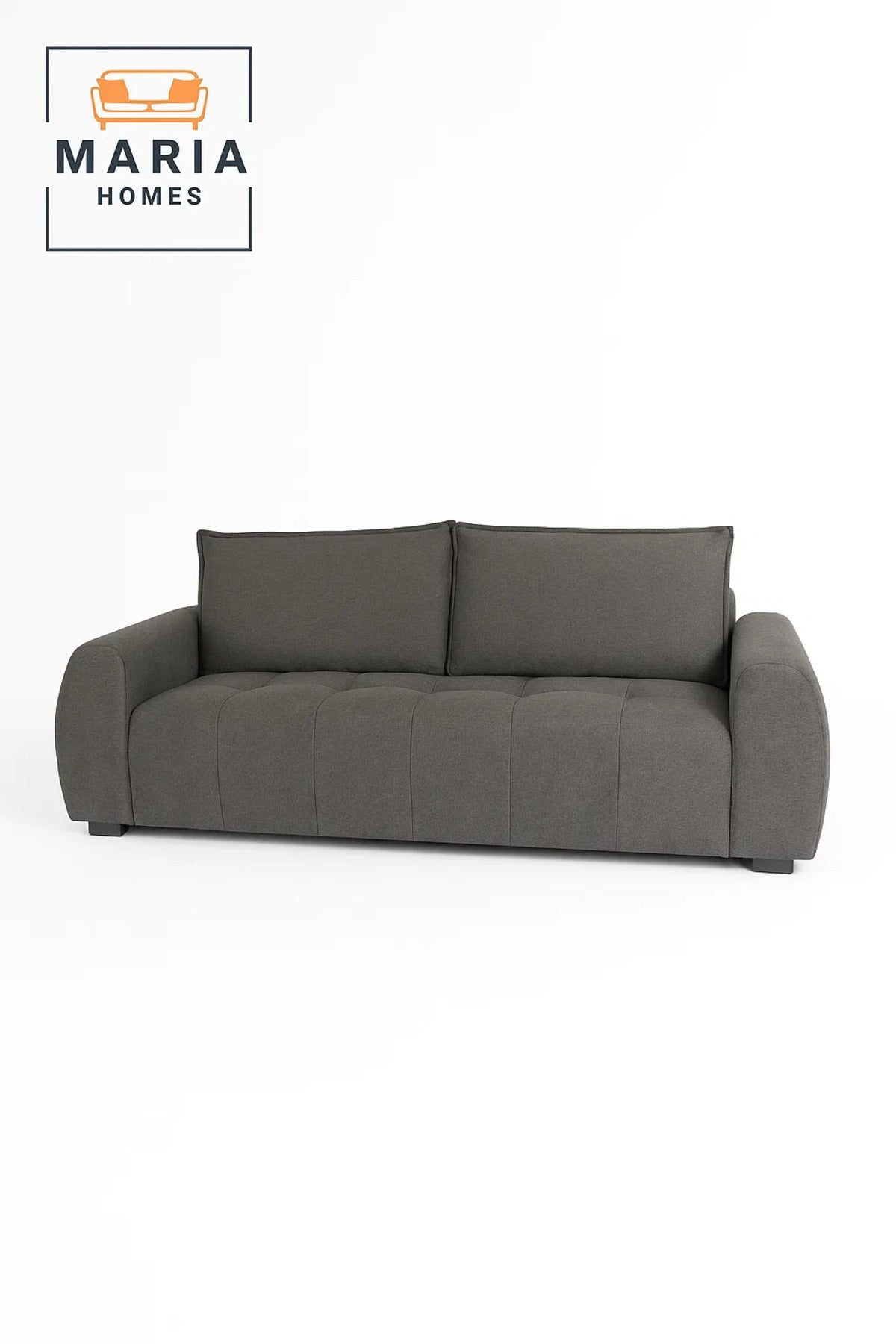 Modern Dark Gray 3 Seater Sofa Ð Comfortable Living Room Couch with Soft Fabric Upholstery