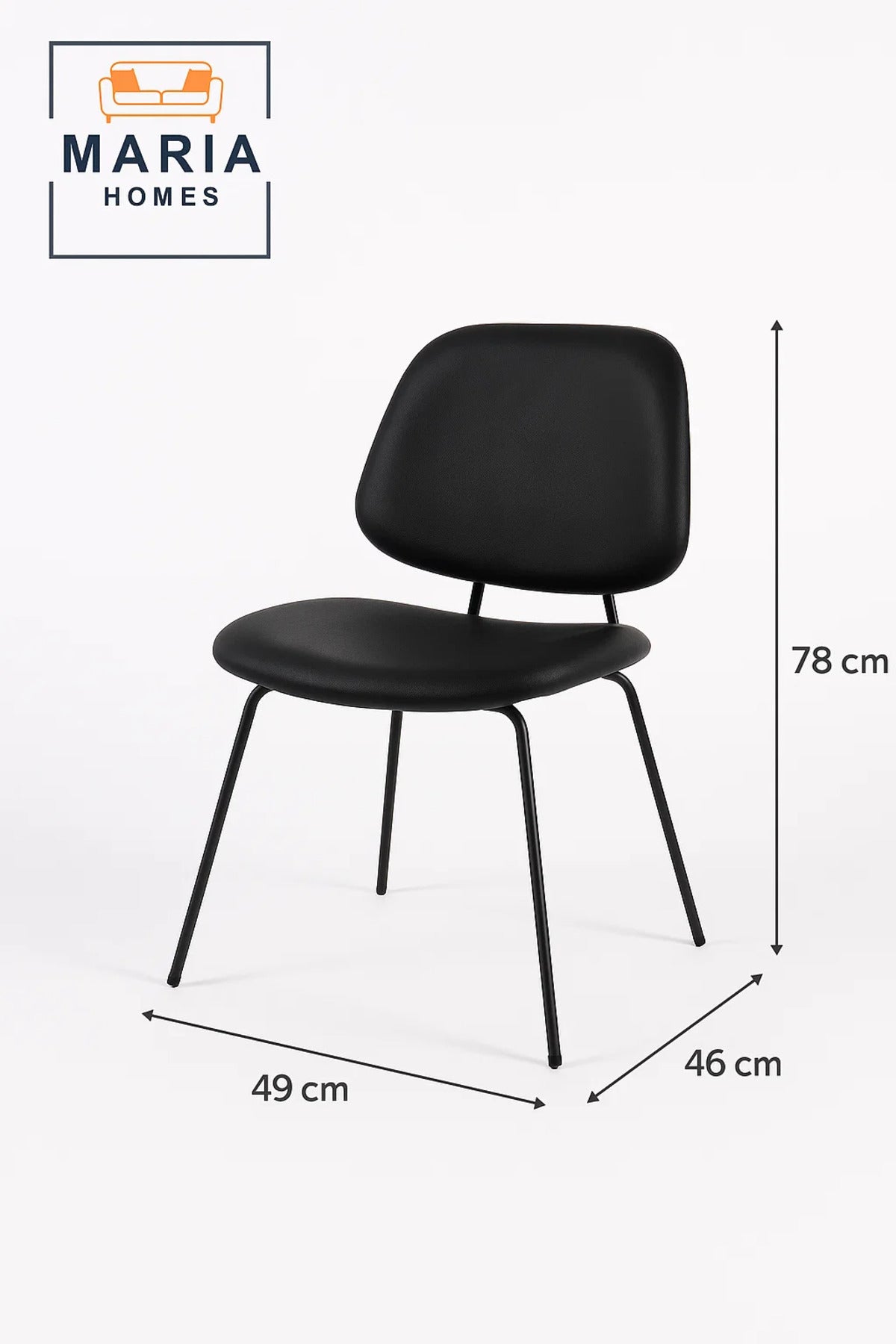 Modern Black Faux Leather Dining Chair with Metal Legs Ð Sleek and Durable Contemporary Seating