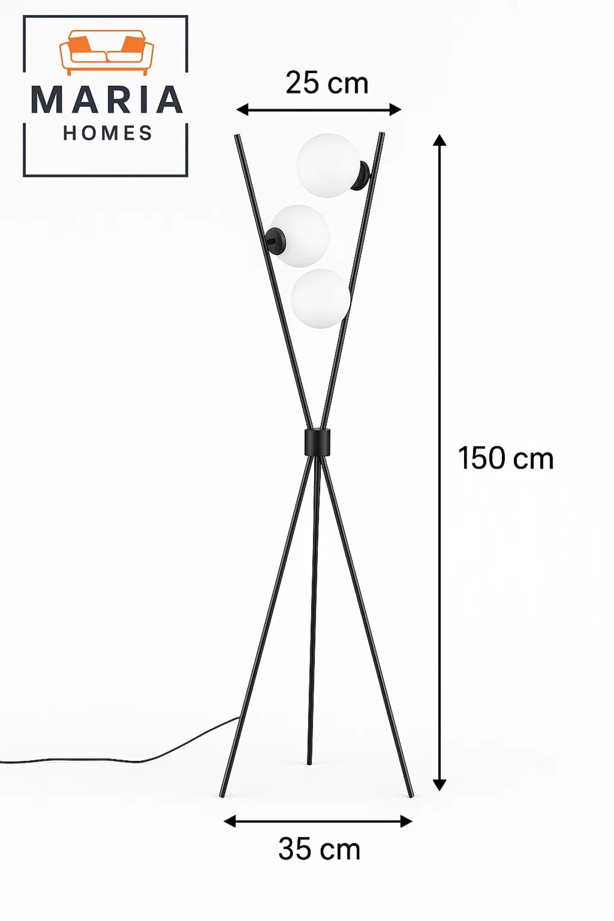 Tripod Floor Lamp with Three Frosted Globe Lights