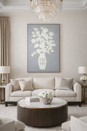 Large Floral Wall Art White Flowers in Vase Canvas Painting for Living Room Bedroom Decor 150x100cm