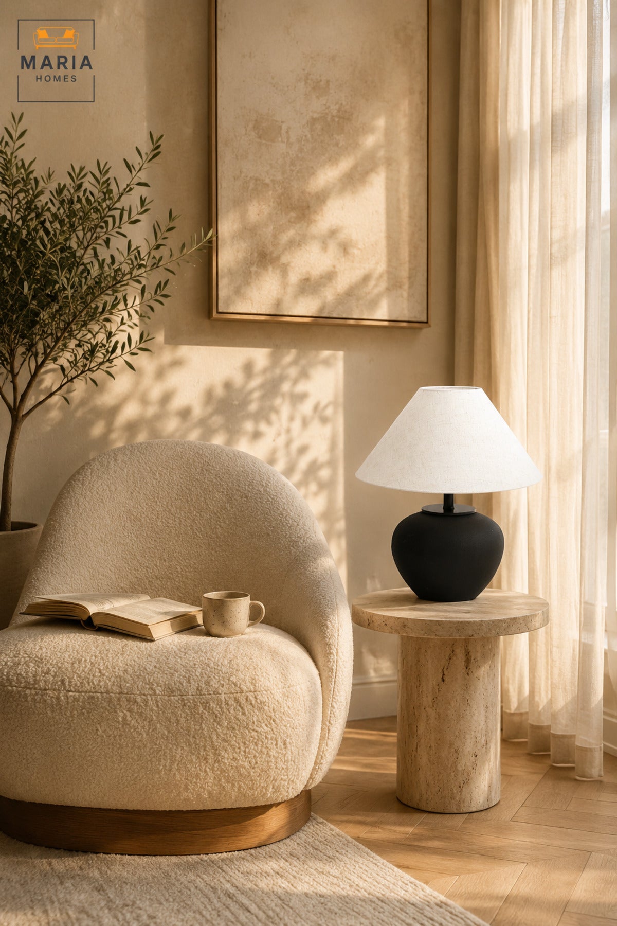 Black & White Modern Table Lamp √ê Minimalist Bedside Lamp for Bedroom, Living Room, Office & Home D≈Ωcor