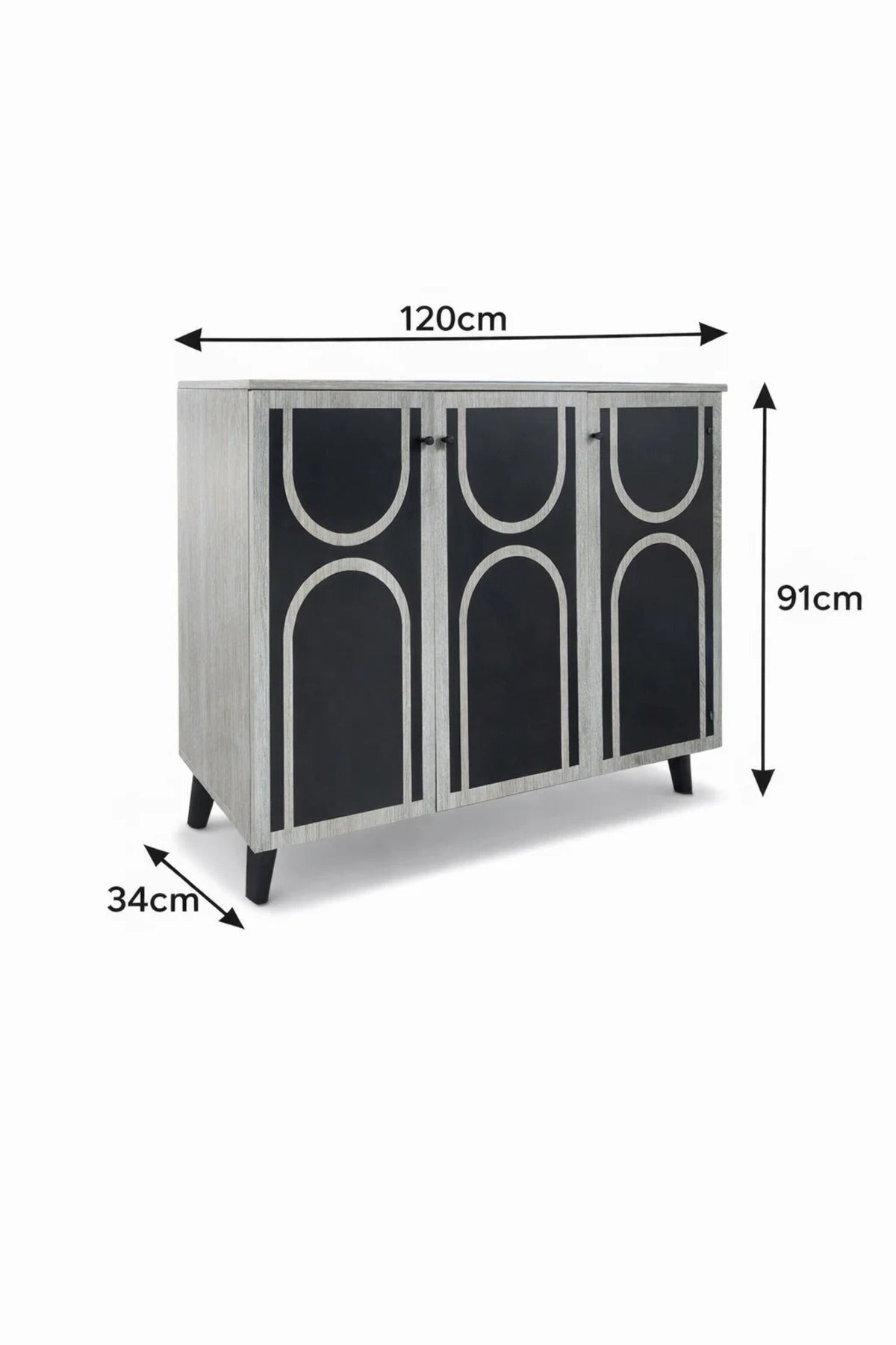 Modern Beige and Black Shoe Cabinet Sideboard with Three Doors for Stylish Hallway Organization