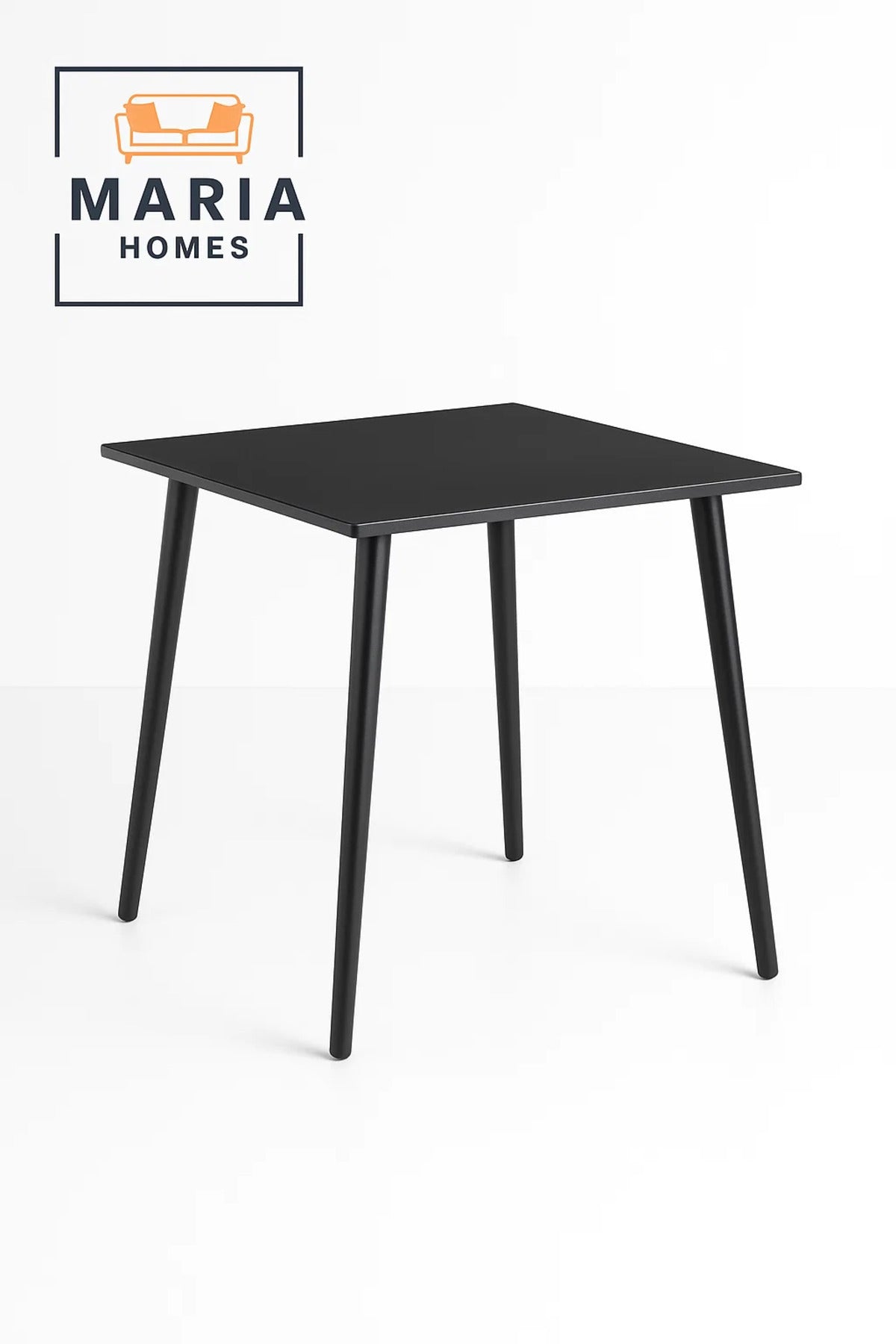 Minimalist Black Square Dining Table with Slim Tapered Legs