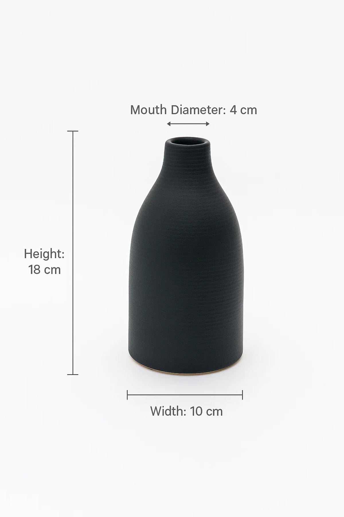 Matte Black Ceramic Bottle VaseÐ Modern Minimalist Decorative Flower Vase for Home DŽcor