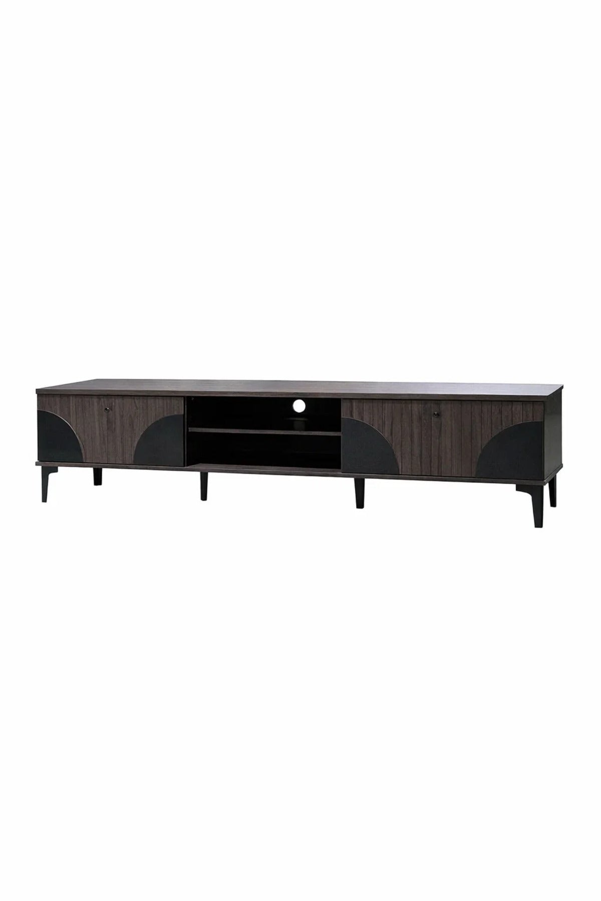 Brown & Black TV Stand √ê 180x40x45 cm Modern Plasma Table with Cabinets & Shelves