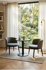 3-Piece Bistro Dining Set | Round Table with 2 Upholstered Accent Chairs | Modern Café Table & Chair Set for Dining Room, Balcony & Living Room