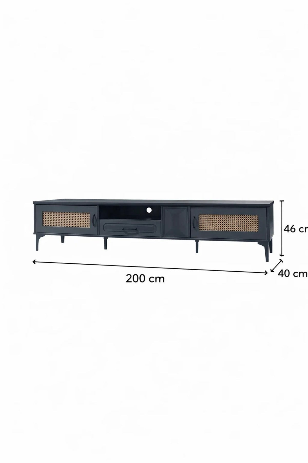 Dark Grey TV Stand √ê 200x40x46 cm Modern Plasma Table with Cabinets & Drawer