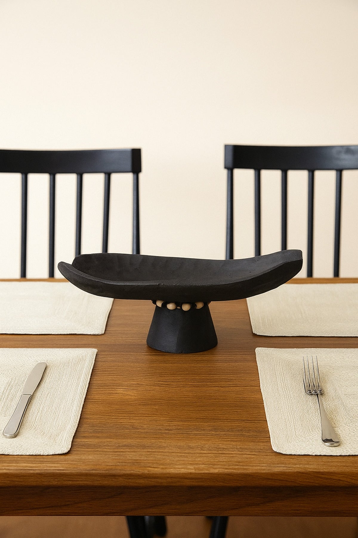 Black Wooden Pedestal Decorative Bowl Ð Modern Artistic Centerpiece