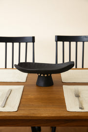 Black Wooden Pedestal Decorative Bowl Ð Modern Artistic Centerpiece