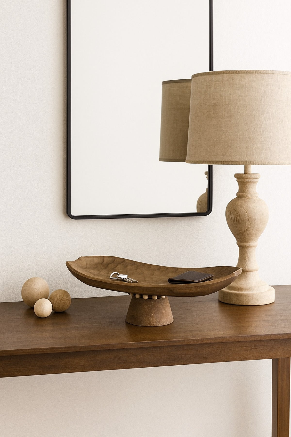 Walnut Wooden Pedestal Decorative Bowl Ð Modern Artistic Centerpiece