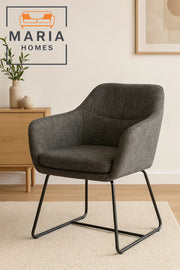 Dark Grey Fabric Lounge Chair Ð Upholstered Armchair with Sled Metal Legs for Home or Office Use