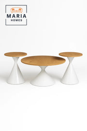 Cone Base Coffee Table Set with Wood Tops Ð Modern Design