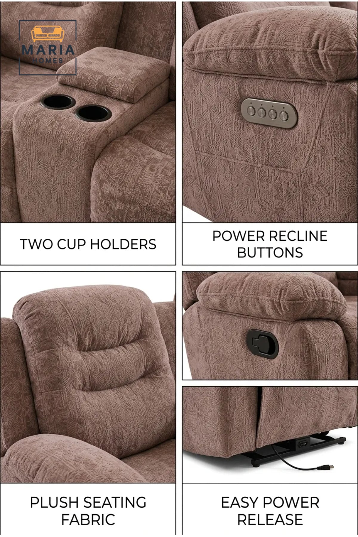 Dual Reclining Loveseat Sofa with Storage Console, Cup Holders and Plush Comfort Seating