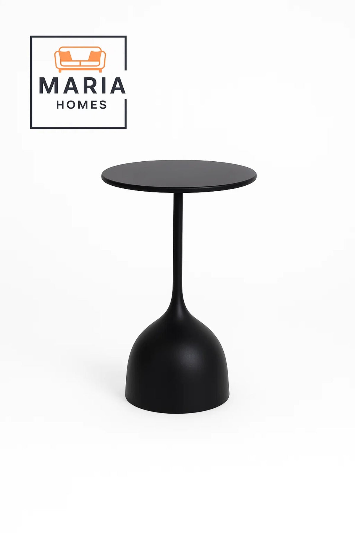 Black Pedestal Side Table with Rounded Bell-Shaped Base