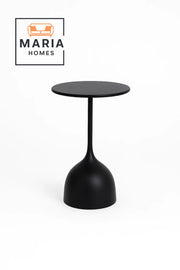 Black Pedestal Side Table with Rounded Bell-Shaped Base