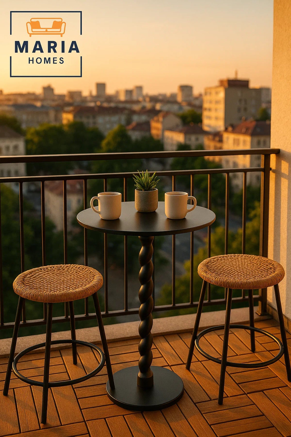 Spiral-Leg Side Table Ð Matte Black Finish