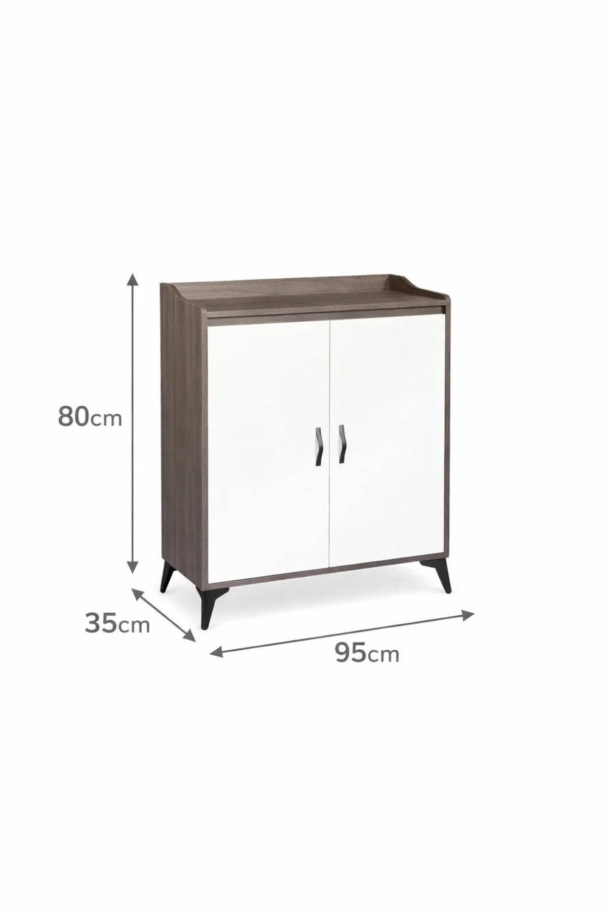 Modern Brown and White Shoe Cabinet Two Door Storage Organizer for Entryway Hallway 80x35x95cm