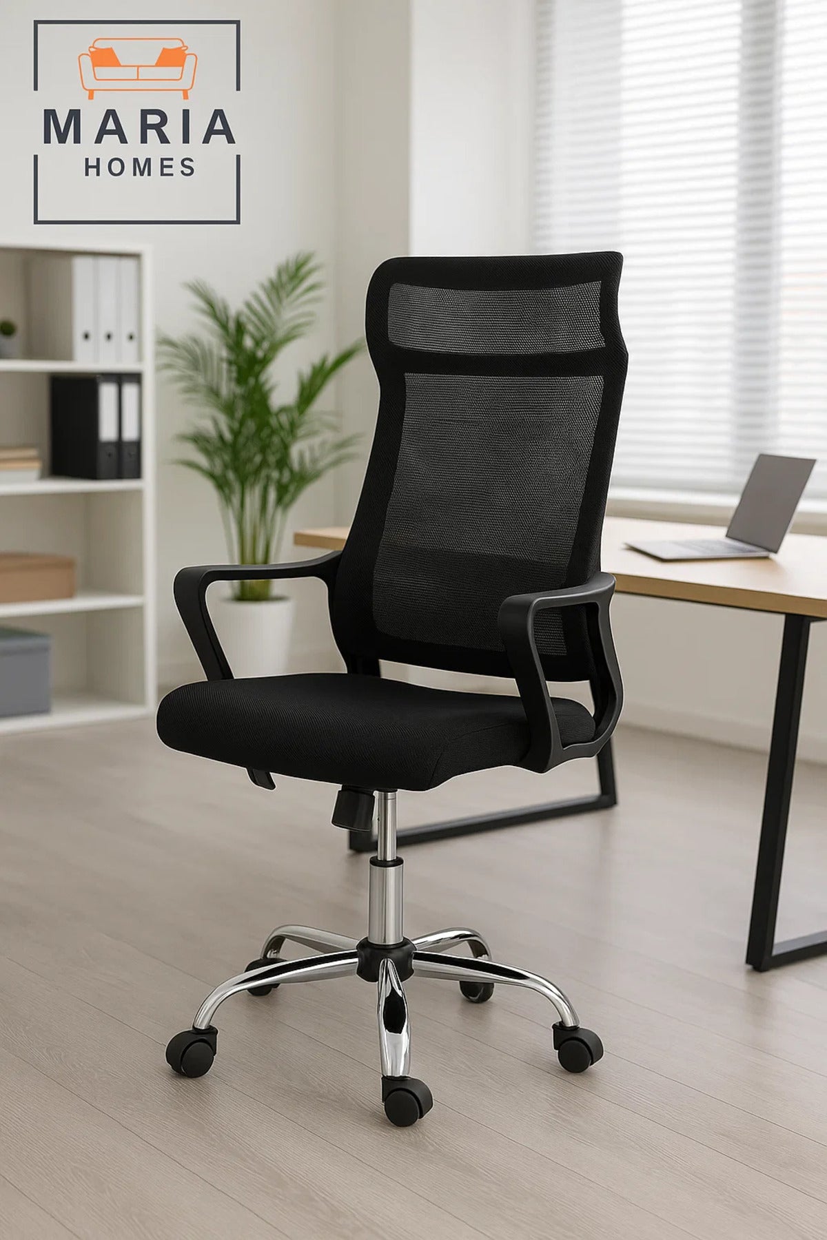 Black Ergonomic Mesh Office Chair with Lumbar Support and Adjustable Height for Home or Office Use