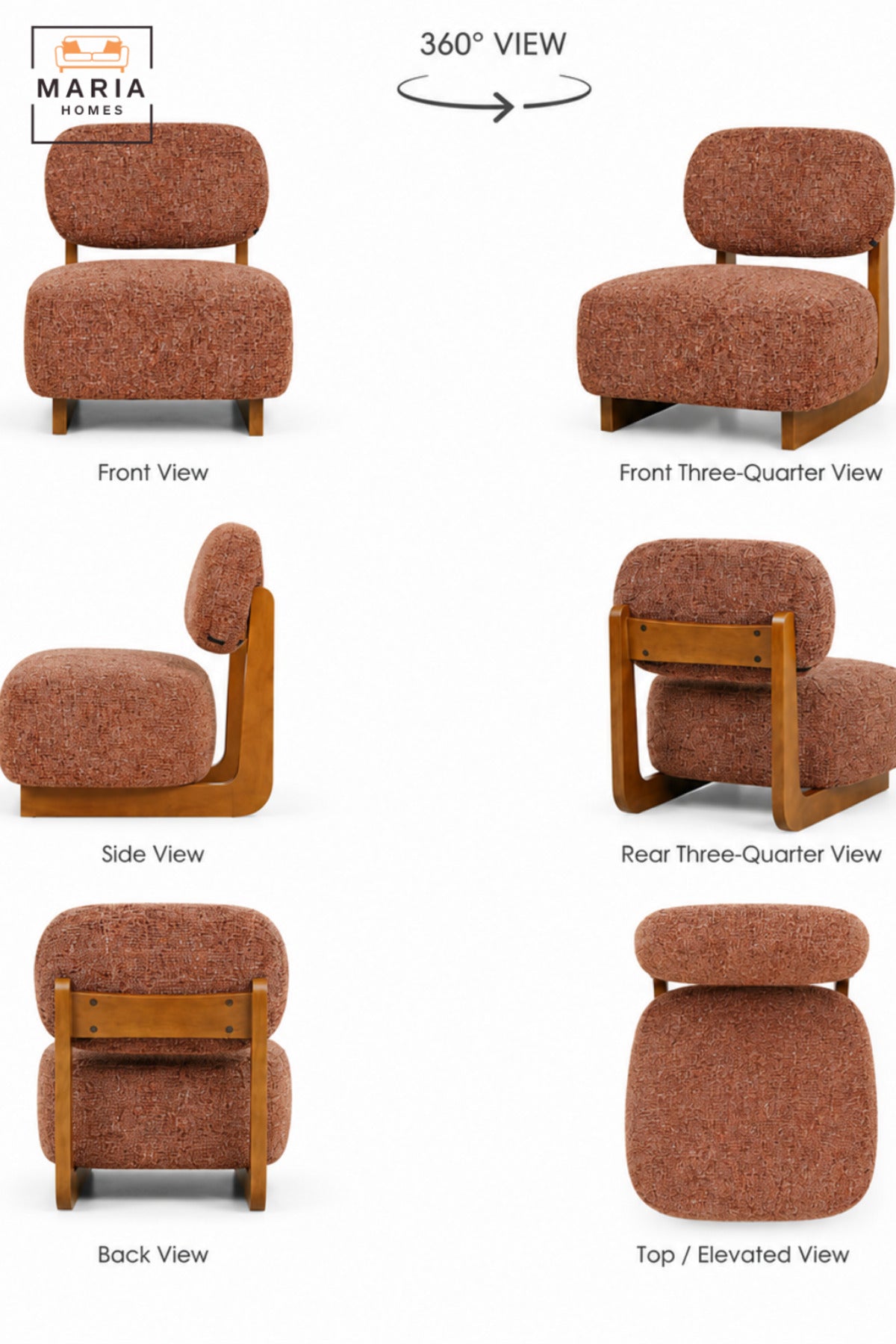 Modern Upholstered Accent Chair with Wooden Frame & Padded Backrest | Contemporary Armless Lounge Chair for Living Room, Bedroom, Hotel & Reception