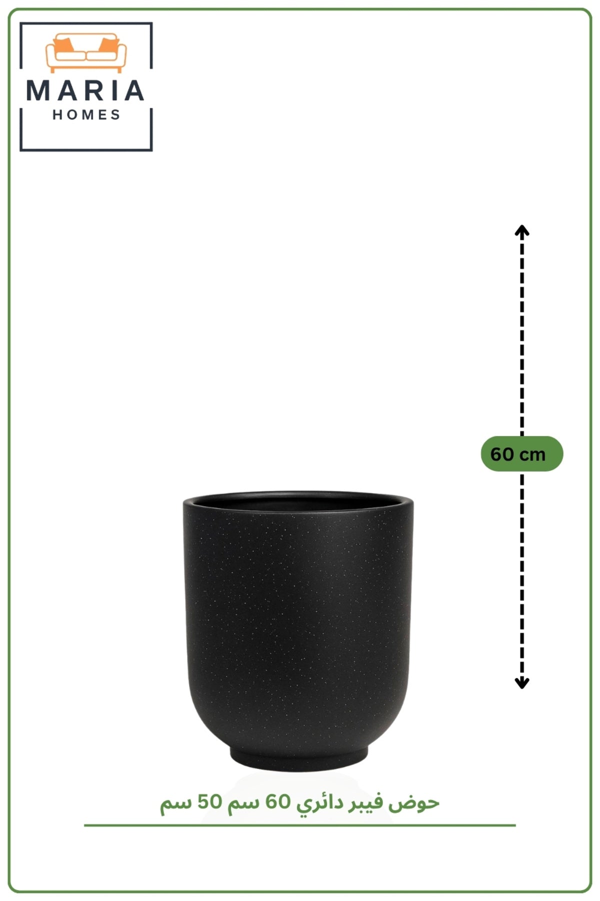 Black Round Fiber Planter 60CM x 50CM | Stylish Indoor Outdoor Decorative Plant Pot