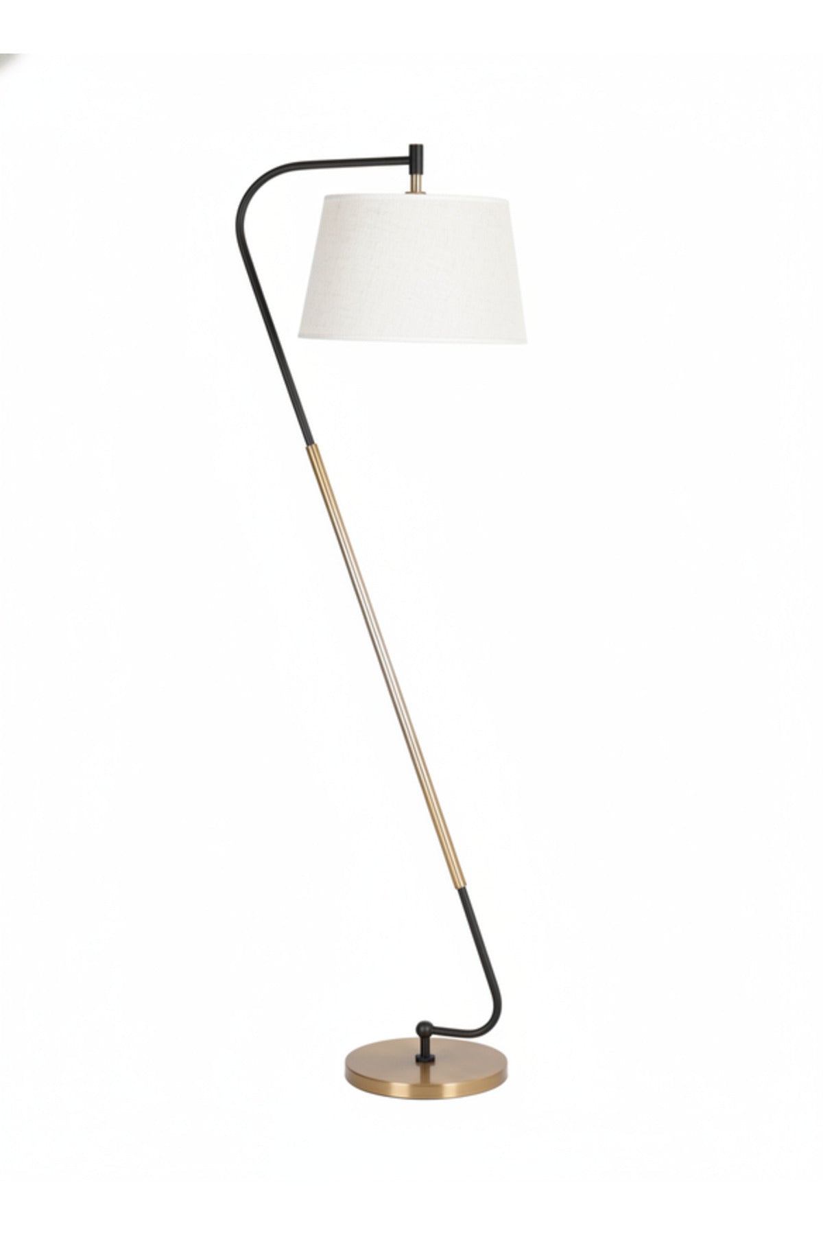 Modern Tilted Floor Lamp with Fabric Shade and Metal Base for Living Room