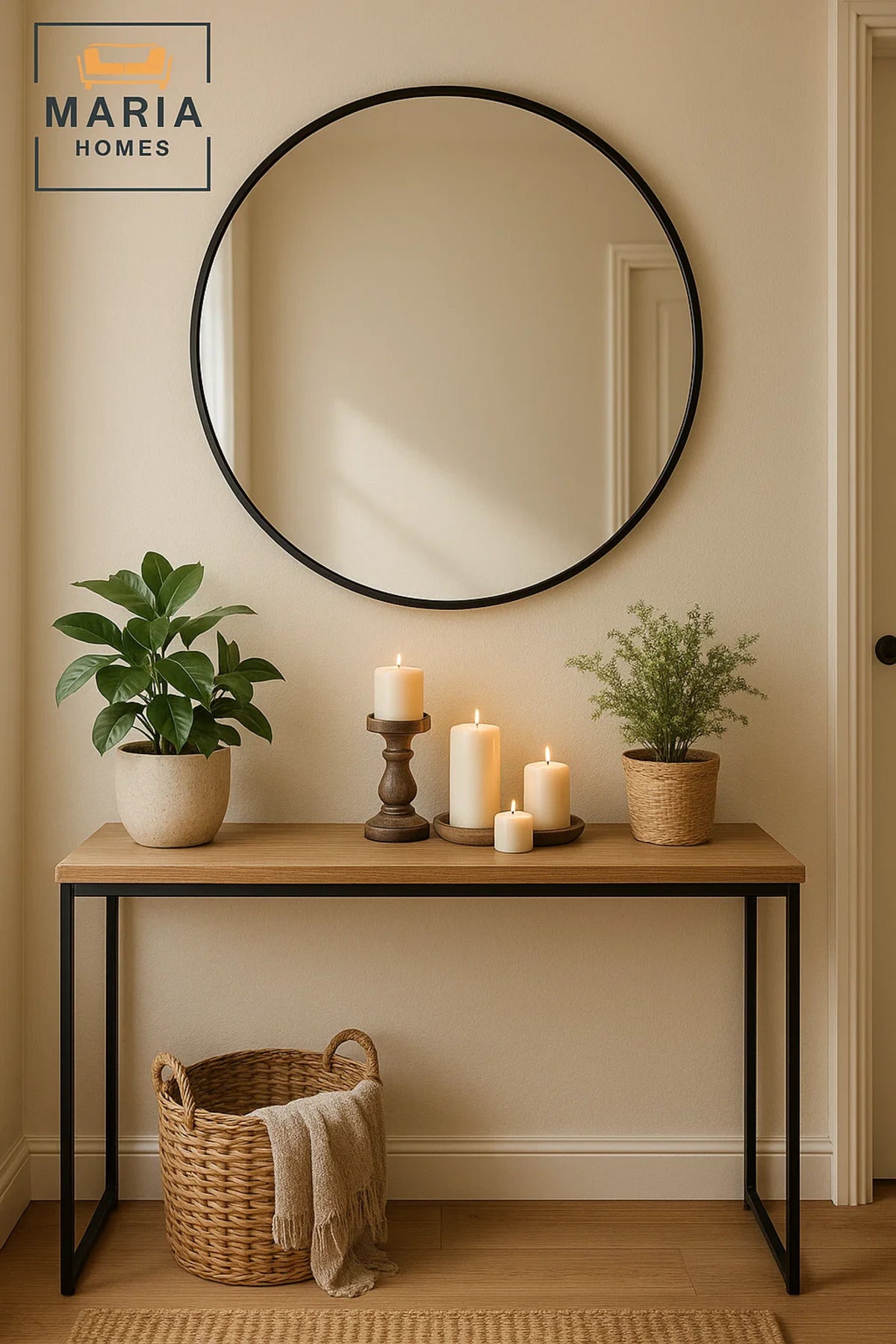 Round Black Frame Wall Mirror for Bathroom, Bedroom, Vanity & Living Room D≈Ωcor 100x100