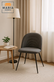 Grey Fabric Dining Chair with Black Metal Legs Ð Modern Upholstered Seating