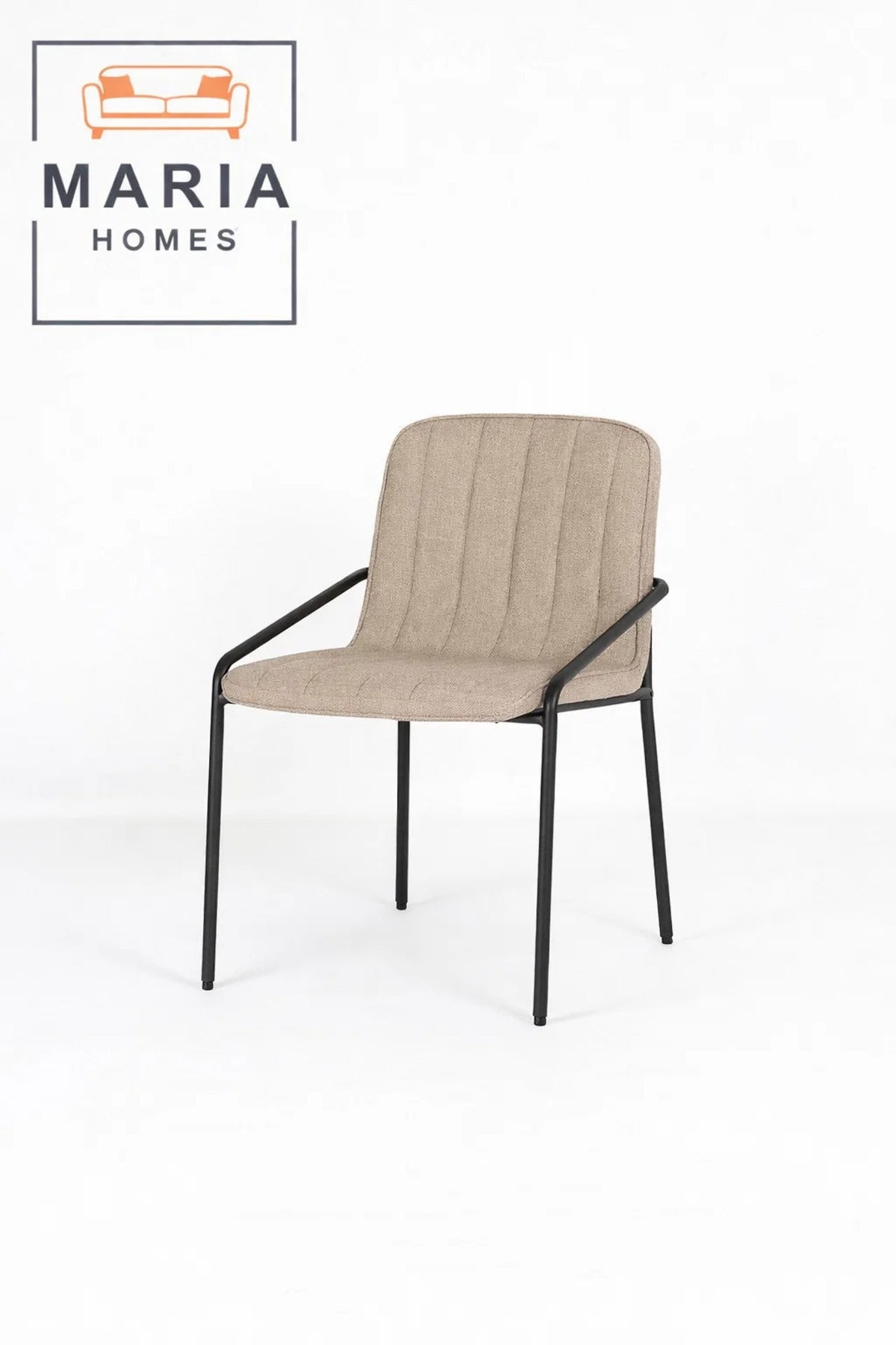 Khaki Upholstered Dining Chair with Black Metal Frame Ð Modern Accent Chair