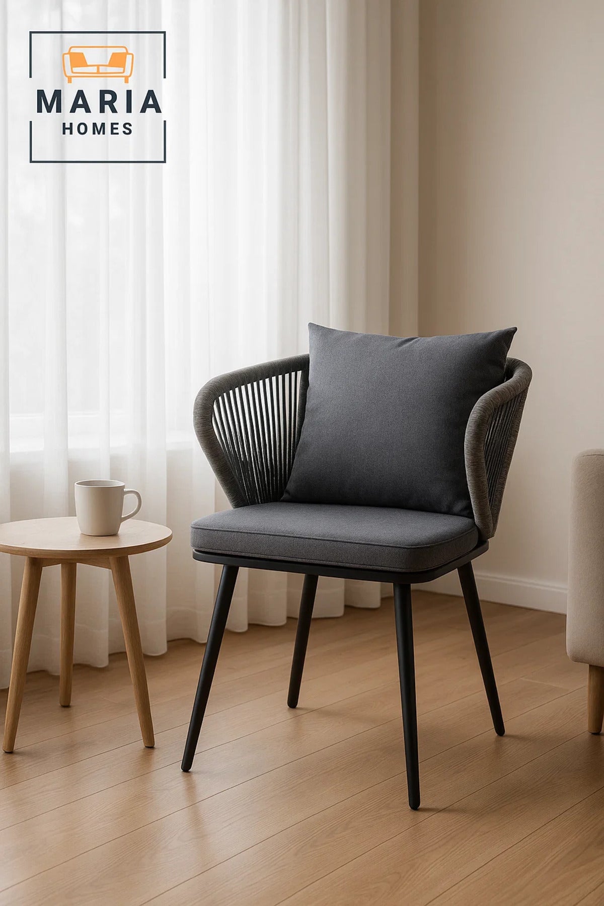 Grey Fabric Accent Chair for Home Office Living Room Modern Comfortable Indoor Chair
