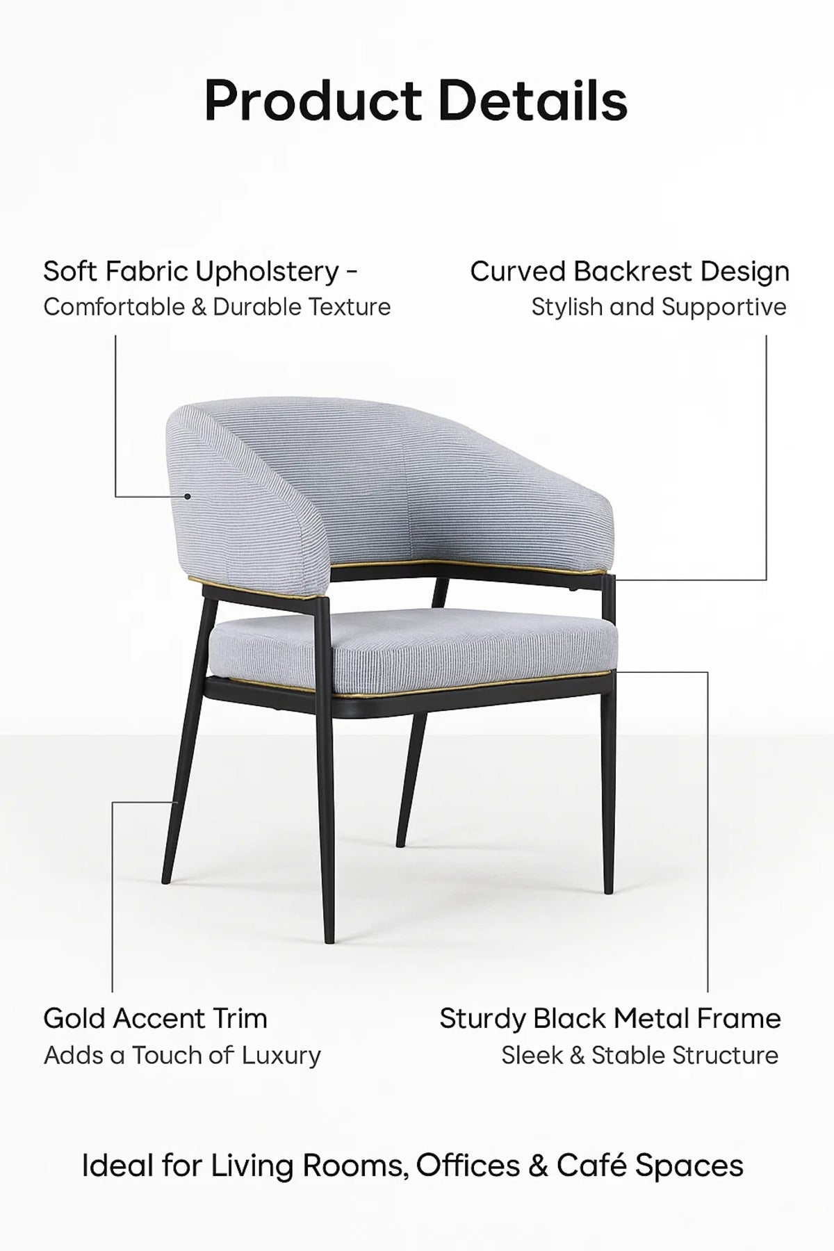 Fabric Accent Chair, Modern Armchair for Living Room, Office, Hotel Lobby & Entryway Decor