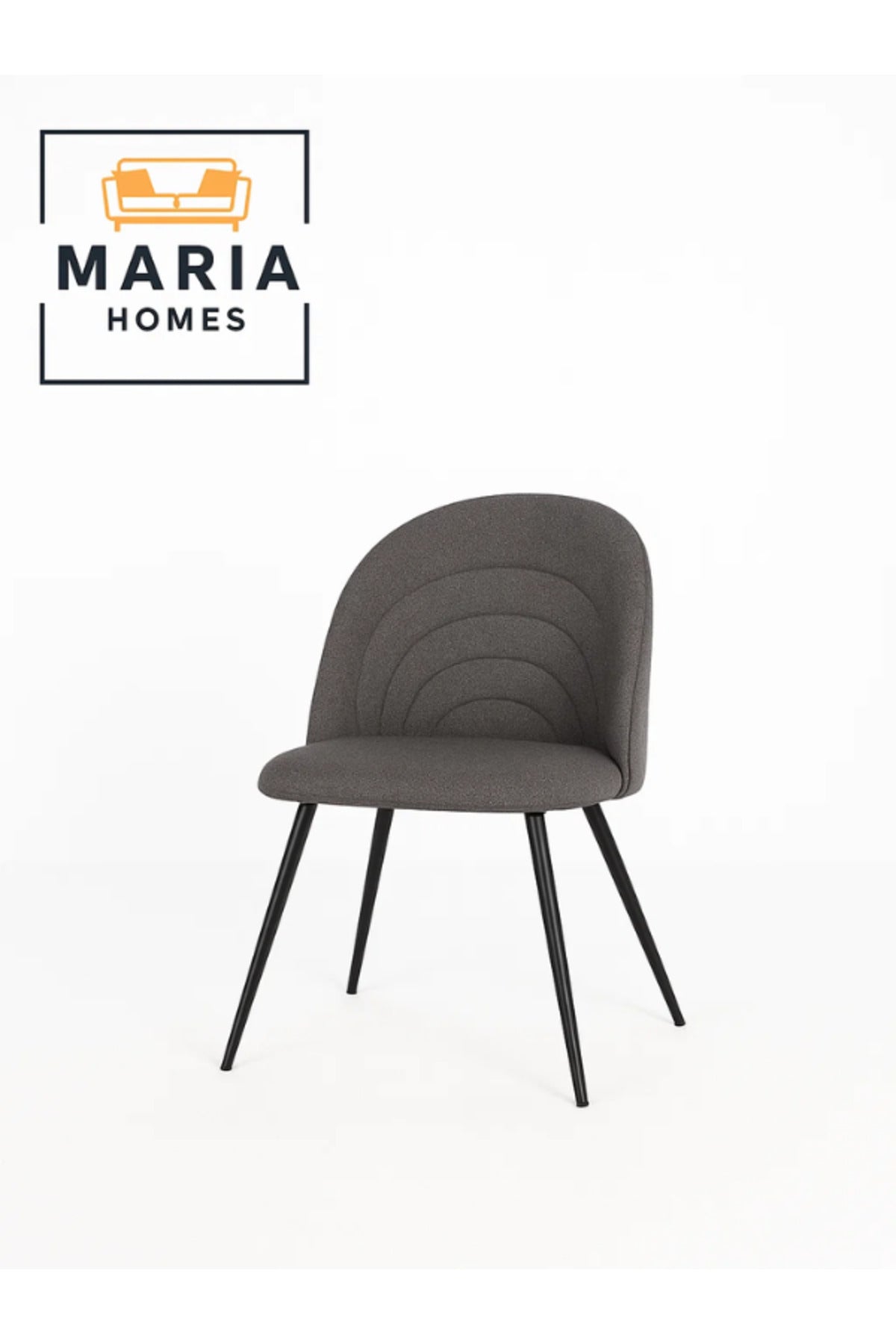 Grey Fabric Dining Chair with Black Metal Legs Ð Modern Upholstered Seating