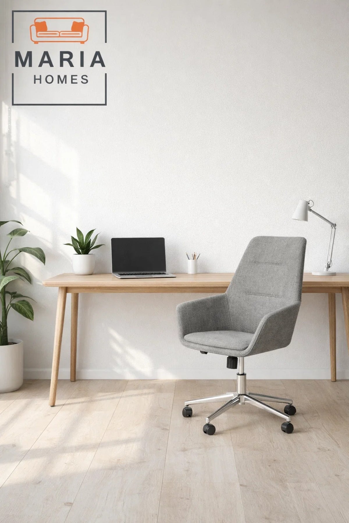 Light Grey Office Chair with Wheels Ð Modern Ergonomic Swivel Chair