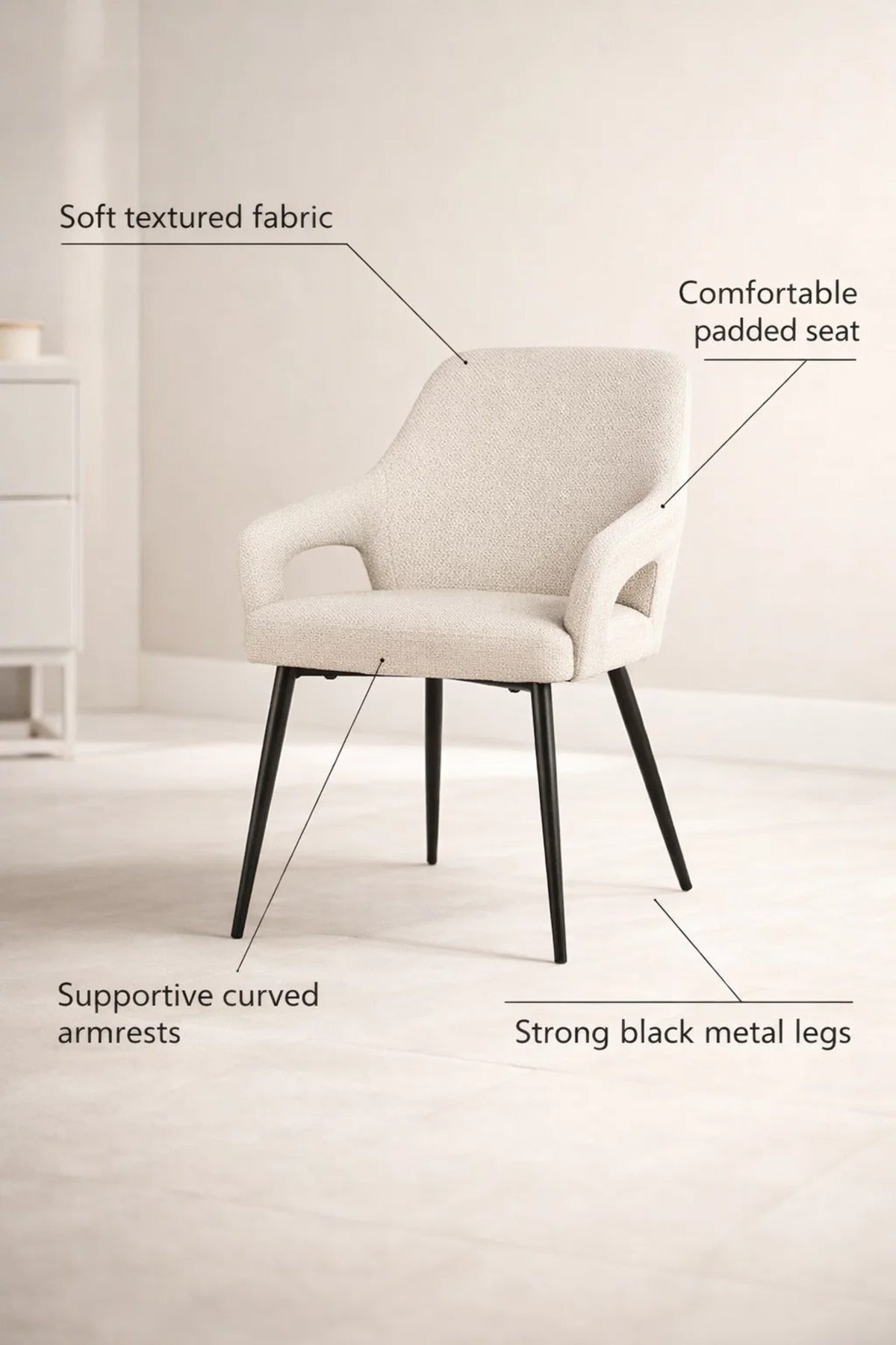 Modern Upholstered Dining Chair with Armrests Contemporary Style