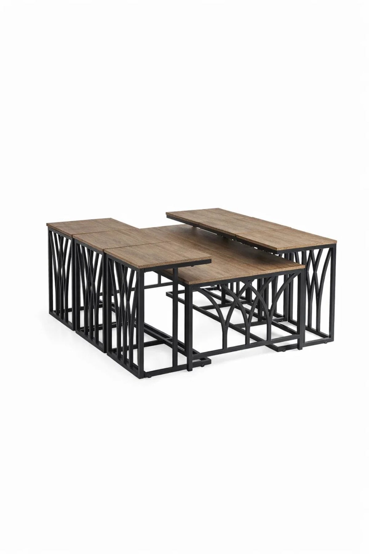 Modern Brown Coffee Table Set with 6 Side Tables 130 _ 70 45 cm modern brown coffee