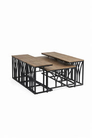 Modern Brown Coffee Table Set with 6 Side Tables 130 _ 70 45 cm modern brown coffee